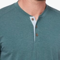The SeaBreeze Henley | Seapine Green -Fair Harbor OF Henley SeapineGreen Front 005 CLOSE UP NECK 0a1069cd f13e 4cfd a3d3 6e2e5b639785